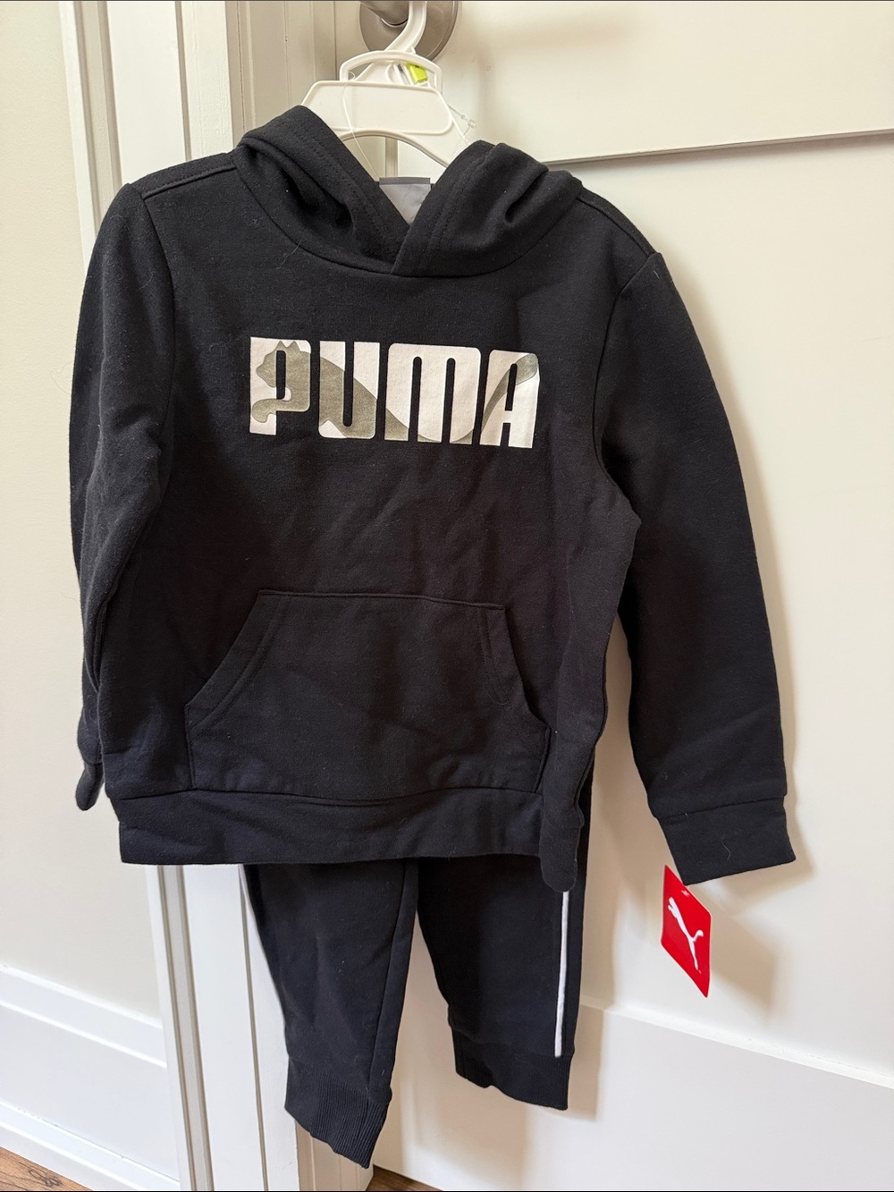 Puma Black Hoodie Set with Silver Logo